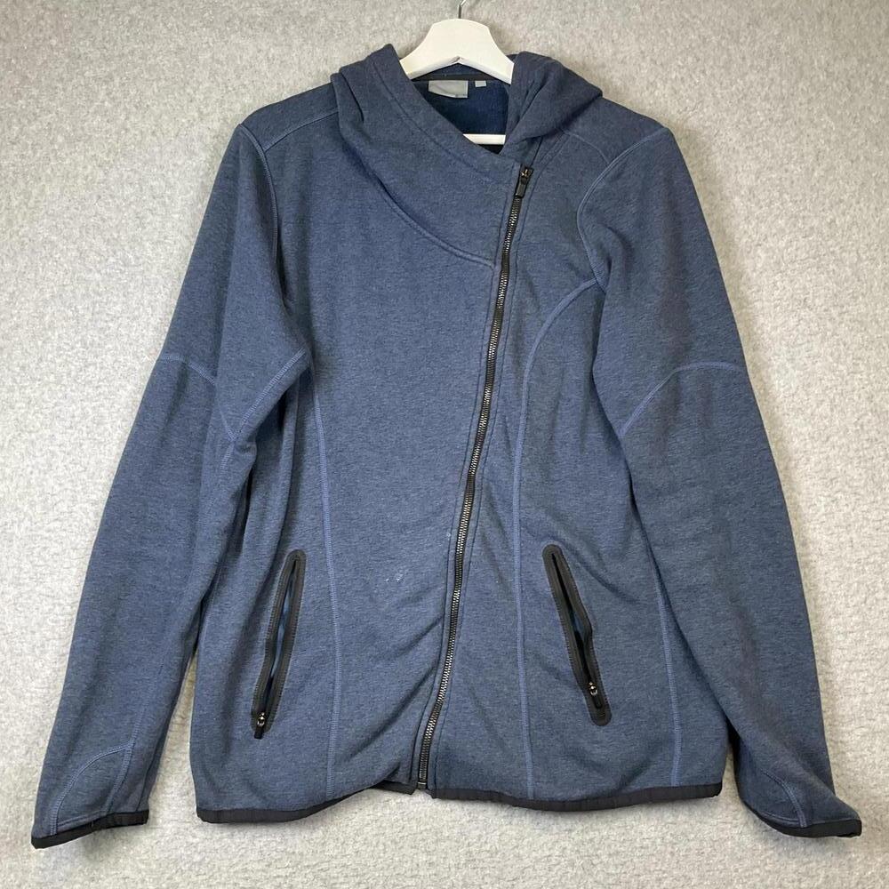 ATHLETA Hoodie Sweatshirt Full Zip Navy Blue Jacket Thumb Holes Women's Size M
